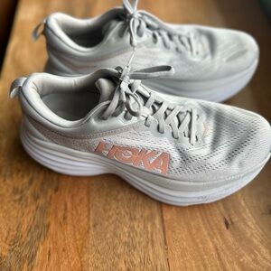 Hoka Bondi 8 Light Gray Athletic Shoes
